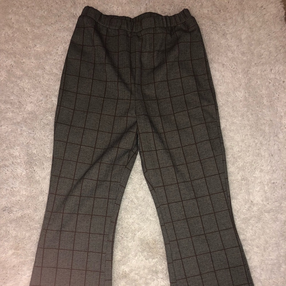 striped fit and flare dress pants